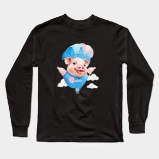 A piggy pig flying in the sky Long Sleeve T-Shirt